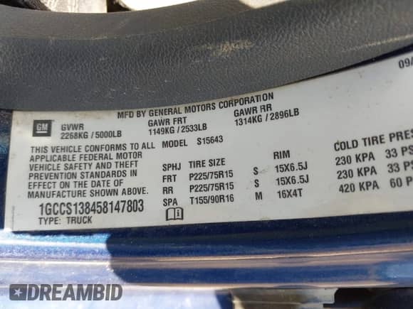 2005 Chevrolet Colorado 1SB LS Z85 z VIN 1GCCS138458147803, wystawiony jako IAAI lot #42096926 z przebiegiem 249 384 mil mil oraz . Historia ofert i sprzedaży dostępna na DreamBid. Obrazek 9.