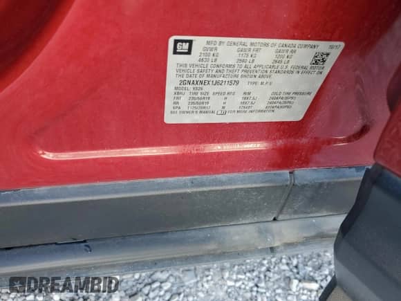 2018 Chevrolet Equinox Premier with VIN 2GNAXNEX1J6211579, listed as a Copart auction lot 84252095 with 118,151 mi miles and Salvage title. Bid and sale history available at DreamBid. Image 14.