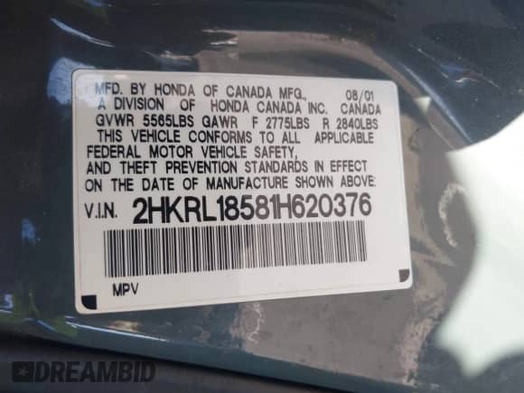 2001 Honda Odyssey LX с VIN 2HKRL18581H620376, выставлен на аукционе IAAI как лот 43041393 с пробегом 397 189 миль миль и . История ставок и продаж доступна на DreamBid. Изображение 9.