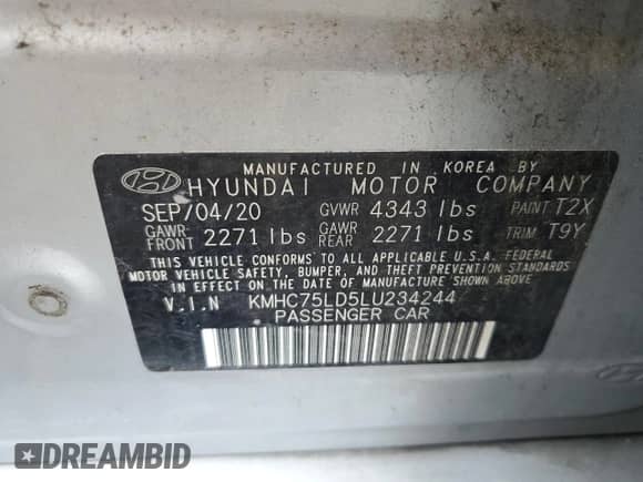 2020 Hyundai Ioniq SEL с VIN KMHC75LD5LU234244, выставлен на аукционе Copart как лот 67356835 с пробегом 60 926 миль миль и Чистый • Clean title. История ставок и продаж доступна на DreamBid. Изображение 12.