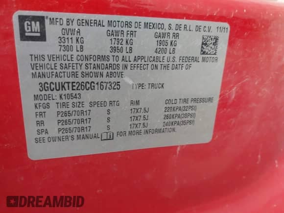 2012 Chevrolet Silverado 1500 LTZ with VIN 3GCUKTE26CG167325, listed as a IAAI auction lot 42445665 with 158,981 mi miles and . Bid and sale history available at DreamBid. Image 9.