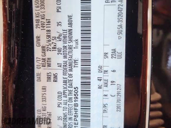 2017 Ford F-150 XL с VIN 1FTEW1EP8HFB19505, выставлен на аукционе Copart как лот 80334555 с пробегом 175 622 миль миль и На запчасти • Non repairable. История ставок и продаж доступна на DreamBid. Изображение 12.