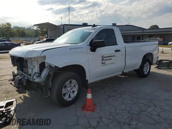 2024 Chevrolet Silverado 1500 Work Truck z VIN 3GCNAAEK7RG162669, wystawiony jako Copart lot #80758215 z przebiegiem 39 940 mil mil oraz Szkoda całkowita • Salvage title. Historia ofert i sprzedaży dostępna na DreamBid. Obrazek 1.