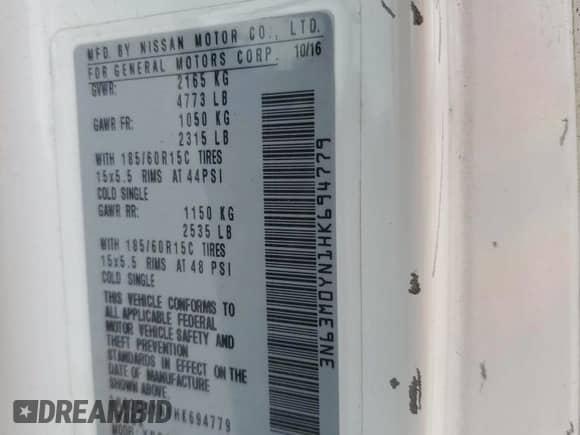 2017 Chevrolet City Express Cargo LS с VIN 3N63M0YN1HK694779, выставлен на аукционе Copart как лот 47181085 с пробегом 202 151 миль миль и Списание • Salvage title. История ставок и продаж доступна на DreamBid. Изображение 12.