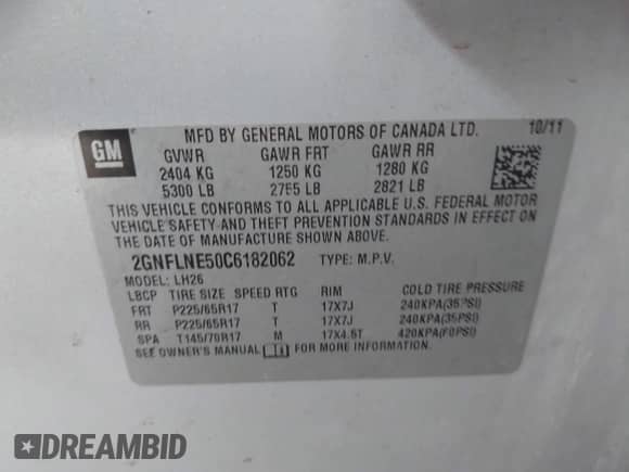 2012 Chevrolet Equinox 2LT z VIN 2GNFLNE50C6182062, wystawiony jako IAAI lot #42533981 z przebiegiem 161 273 mil mil oraz . Historia ofert i sprzedaży dostępna na DreamBid. Obrazek 9.