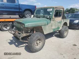 1995 Jeep Wrangler S with VIN 1J4FY19P8SP318395, listed as a Copart auction lot 69035254 with 91,400 mi miles and Salvage title. Bid and sale history available at DreamBid. Image 1.