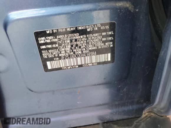 2016 Subaru Forester 2.5i with VIN JF2SJABC0GH434984, listed as a Copart auction lot 82248335 with Not provided miles and Clean title. Bid and sale history available at DreamBid. Image 13.