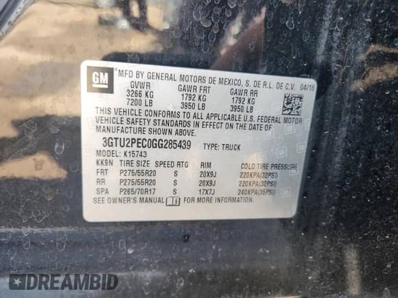 2016 GMC Sierra 1500 Denali с VIN 3GTU2PEC0GG285439, выставлен на аукционе Copart как лот 70225815 с пробегом 115 575 миль миль и Чистый • Clean title. История ставок и продаж доступна на DreamBid. Изображение 12.