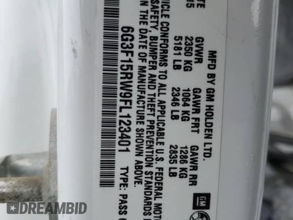 2015 Chevrolet SS с VIN 6G3F15RW9FL123401, выставлен на аукционе Copart как лот 65745375 с пробегом Не указан миль и На запчасти • Non repairable. История ставок и продаж доступна на DreamBid. Изображение 12.