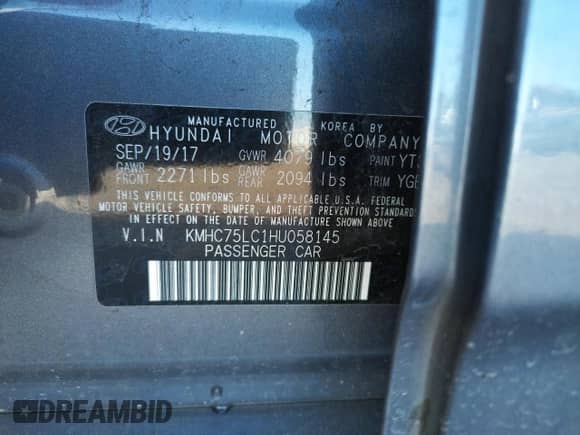2017 Hyundai Ioniq SEL z VIN KMHC75LC1HU058145, wystawiony jako Copart lot #37530343 z przebiegiem 39 804 mil mil oraz . Historia ofert i sprzedaży dostępna na DreamBid. Obrazek 12.