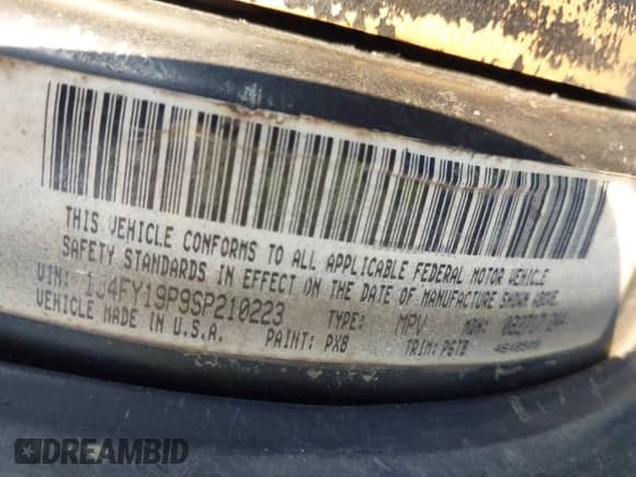 1995 Jeep Wrangler S с VIN 1J4FY19P9SP210223, выставлен на аукционе IAAI как лот 42999011 с пробегом 162 743 миль миль и . История ставок и продаж доступна на DreamBid. Изображение 9.