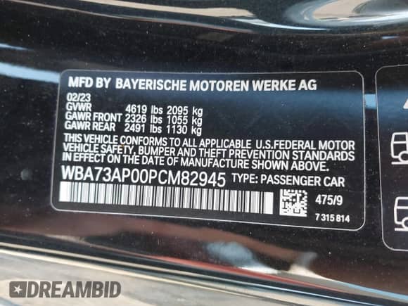 2023 BMW 4 Series 430i xDrive z VIN WBA73AP00PCM82945, wystawiony jako IAAI lot #42470151 z przebiegiem 9 862 mil mil oraz . Historia ofert i sprzedaży dostępna na DreamBid. Obrazek 9.