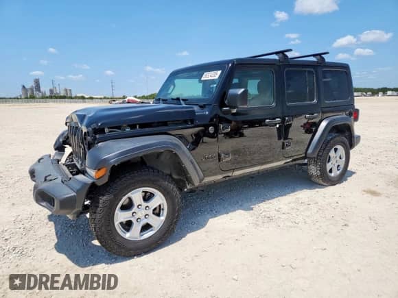 2022 Jeep Wrangler Unlimited Sport S with VIN 1C4HJXDG4NW145949, listed as a Copart auction lot 68324335 with 83,781 mi miles and Salvage title. Bid and sale history available at DreamBid. Image 1.