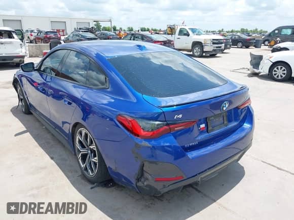 2024 BMW i4 eDrive35 with VIN WBY43AW01RFS40186, listed as a IAAI auction lot 42671776 with 17,942 mi miles and . Bid and sale history available at DreamBid. Image 3.