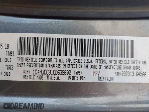 2012 Jeep Compass Limited с VIN 1C4NJCCB1CD639602, выставлен на аукционе IAAI как лот 42426036 с пробегом 192 564 миль миль и . История ставок и продаж доступна на DreamBid. Изображение 9.