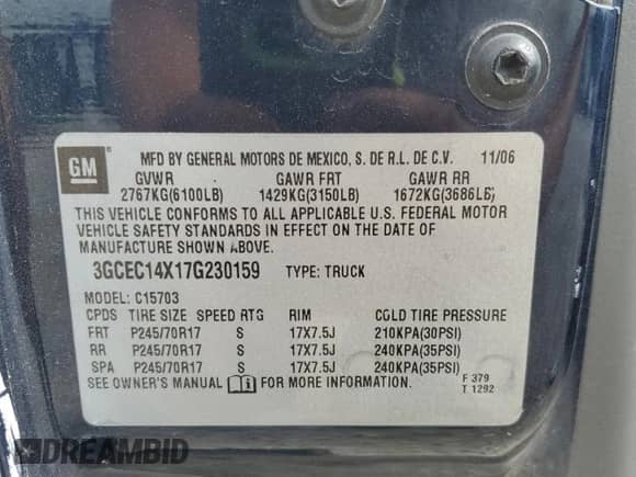 2007 Chevrolet Silverado 1500 Work Truck with VIN 3GCEC14X17G230159, listed as a Copart auction lot 68706035 with 244,610 mi miles and Clean title. Bid and sale history available at DreamBid. Image 13.