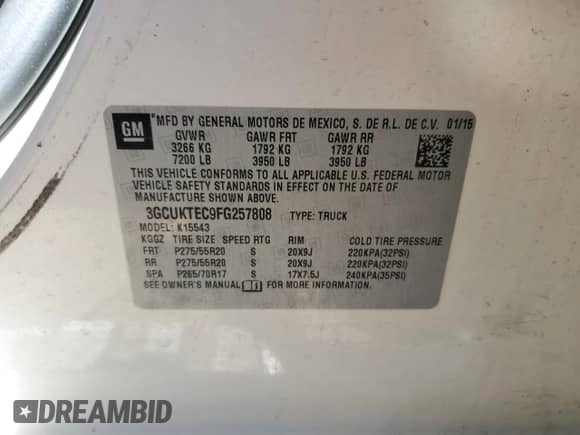 2015 Chevrolet Silverado 1500 High Country z VIN 3GCUKTEC9FG257808, wystawiony jako Copart lot #44644525 z przebiegiem 168 658 mil mil oraz Szkoda całkowita • Salvage title. Historia ofert i sprzedaży dostępna na DreamBid. Obrazek 13.