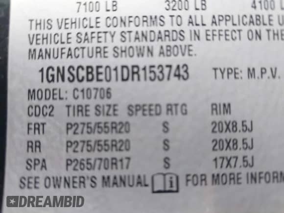 2013 Chevrolet Tahoe LT с VIN 1GNSCBE01DR153743, выставлен на аукционе IAAI как лот 43369855 с пробегом 270 663 миль миль и . История ставок и продаж доступна на DreamBid. Изображение 9.