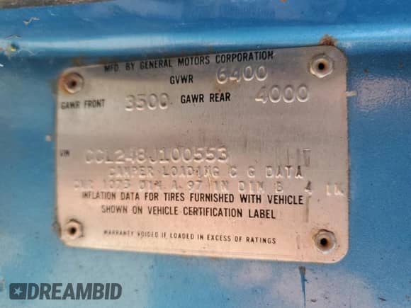 1978 Chevrolet Silverado 1500 с VIN CCL248J100553, выставлен на аукционе Copart как лот 59817115 с пробегом 2 103 миль миль и Чистый • Clean title. История ставок и продаж доступна на DreamBid. Изображение 12.