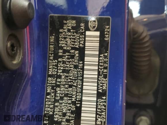 2015 Toyota Camry LE с VIN 4T1BD1FK0FU157164, выставлен на аукционе Copart как лот 70065875 с пробегом 88 630 миль миль и На запчасти • Non repairable. История ставок и продаж доступна на DreamBid. Изображение 12.