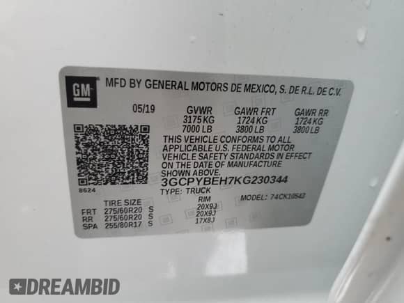 2019 Chevrolet Silverado 1500 Custom с VIN 3GCPYBEH7KG230344, выставлен на аукционе Copart как лот 51732895 с пробегом 46 427 миль миль и Списание • Salvage title. История ставок и продаж доступна на DreamBid. Изображение 13.