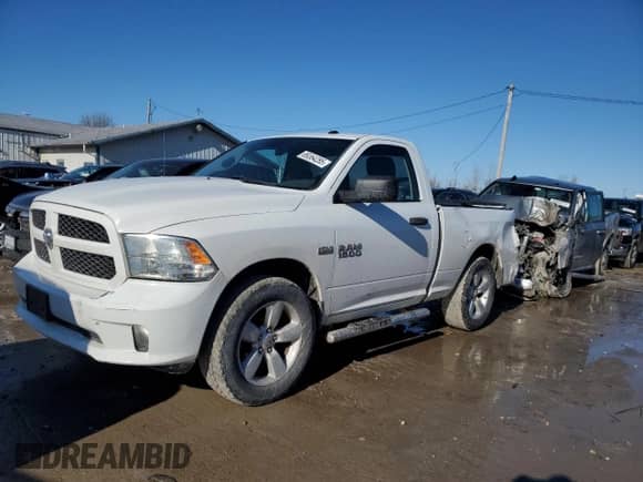 2014 Ram 1500 Express with VIN 3C6JR7AT2EG107895, listed as a Copart auction lot 89364285 with 114,218 mi miles and Salvage title. Bid and sale history available at DreamBid. Image 1.