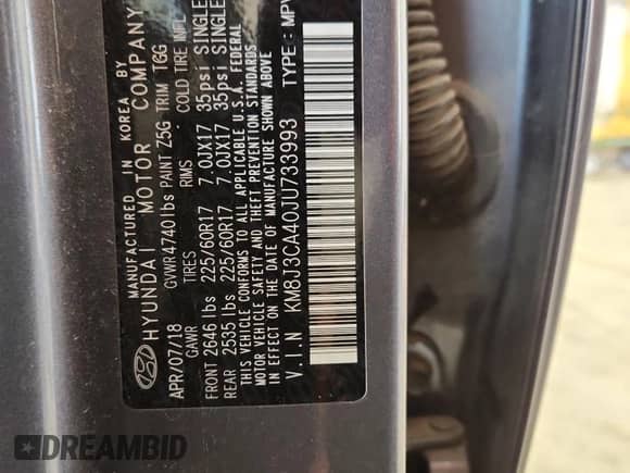 2018 Hyundai Tucson SEL Plus с VIN KM8J3CA40JU733993, выставлен на аукционе Copart как лот 87229795 с пробегом 90 783 миль миль и Чистый • Clean title. История ставок и продаж доступна на DreamBid. Изображение 14.