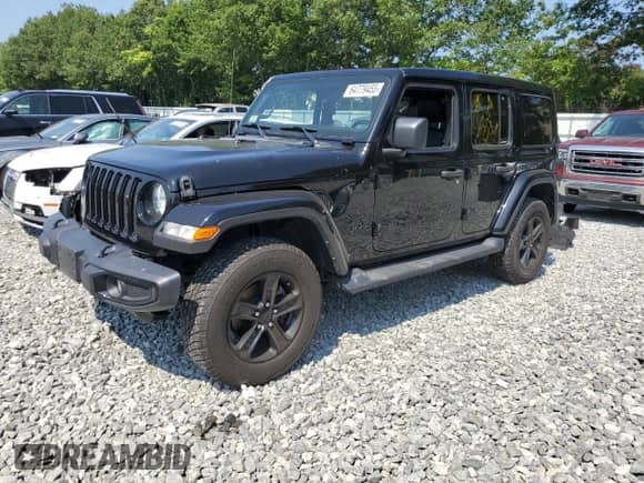2021 Jeep Wrangler Unlimited Sahara Altitude z VIN 1C4HJXEG6MW736815, wystawiony jako Copart lot #64779455 z przebiegiem 56 496 mil mil oraz Szkoda całkowita • Salvage title. Historia ofert i sprzedaży dostępna na DreamBid. Obrazek 1.