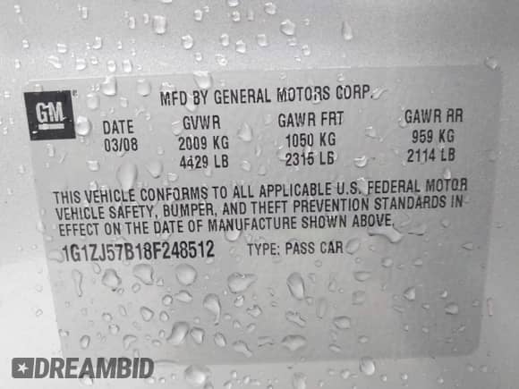 2008 Chevrolet Malibu 2LT с VIN 1G1ZJ57B18F248512, выставлен на аукционе IAAI как лот 43403049 с пробегом 115 253 миль миль и . История ставок и продаж доступна на DreamBid. Изображение 9.