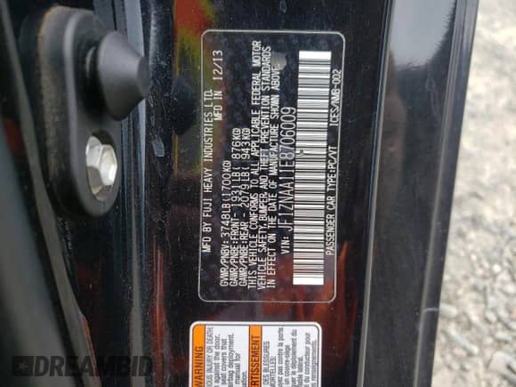 2014 Scion FR-S with VIN JF1ZNAA11E8706009, listed as a Copart auction lot 89642495 with 162,032 mi miles and Salvage title. Bid and sale history available at DreamBid. Image 12.