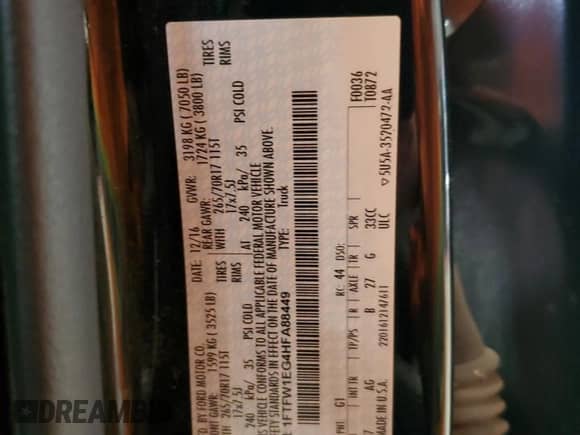 2017 Ford F-150 XL with VIN 1FTFW1EG4HFA88449, listed as a Copart auction lot 82377905 with 195,200 mi miles and Clean title. Bid and sale history available at DreamBid. Image 13.