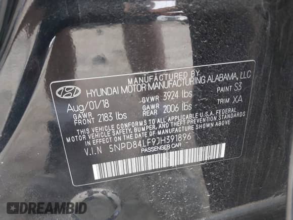 2018 Hyundai Elantra SEL with VIN 5NPD84LF9JH391896, listed as a IAAI auction lot 42688807 with 130,611 mi miles and . Bid and sale history available at DreamBid. Image 9.