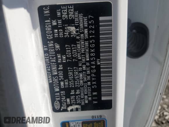 2019 Kia Sorento LX with VIN 5XYPG4A58KG512257, listed as a Copart auction lot 81467705 with 170,912 mi miles and Clean title. Bid and sale history available at DreamBid. Image 13.