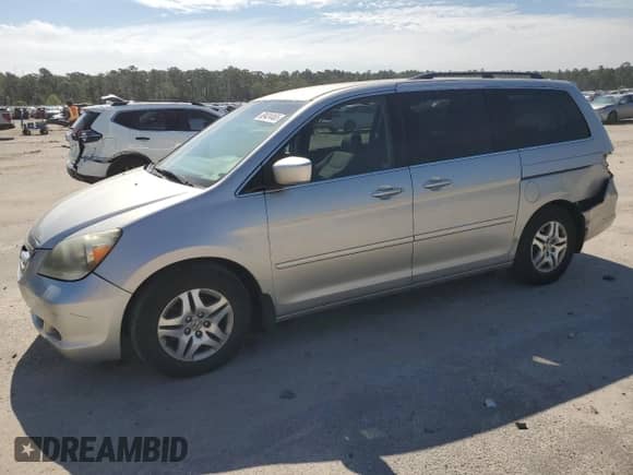 2005 Honda Odyssey EX z VIN 5FNRL38405B418106, wystawiony jako Copart lot #69424465 z przebiegiem 186 798 mil mil oraz Szkoda całkowita • Salvage title. Historia ofert i sprzedaży dostępna na DreamBid. Obrazek 1.