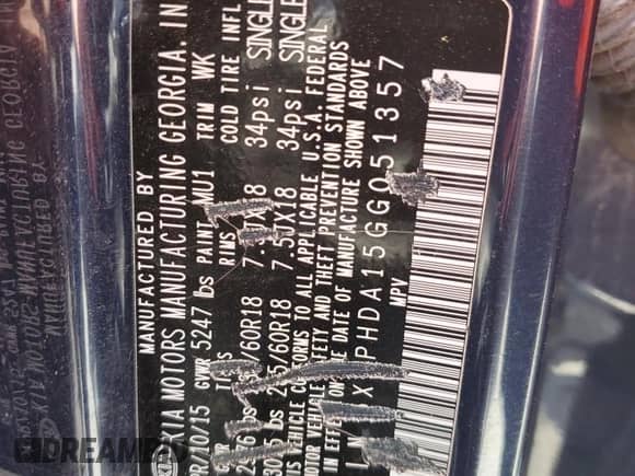 2016 Kia Sorento EX with VIN 5XYPHDA15GG051357, listed as a Copart auction lot 61668305 with Not provided miles and Salvage title. Bid and sale history available at DreamBid. Image 14.