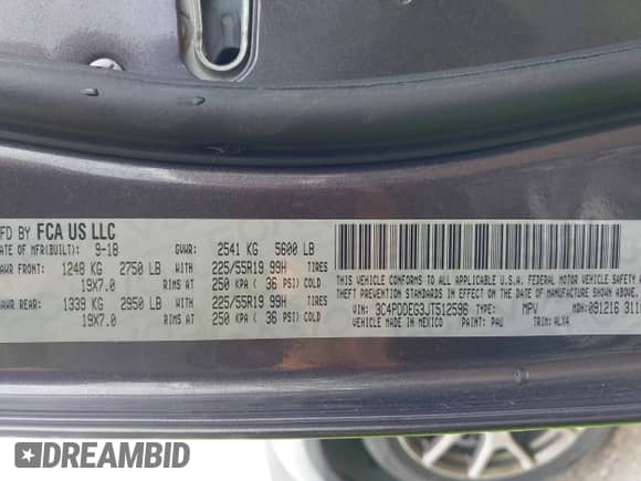 2018 Dodge Journey GT with VIN 3C4PDDEG3JT512596, listed as a IAAI auction lot 42491920 with 107,617 mi miles and . Bid and sale history available at DreamBid. Image 9.