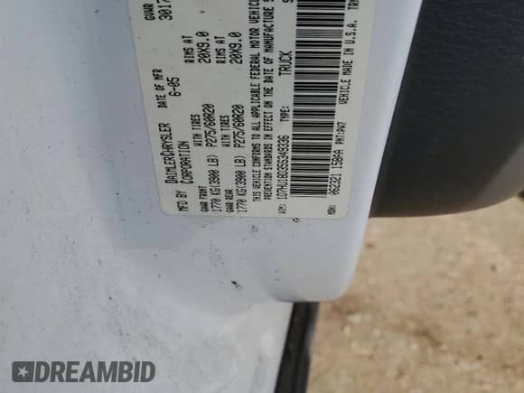 2005 Dodge 1500 SLT with VIN 1D7HU18D35S349336, listed as a Copart auction lot 70754545 with 160,951 mi miles and Salvage title. Bid and sale history available at DreamBid. Image 12.