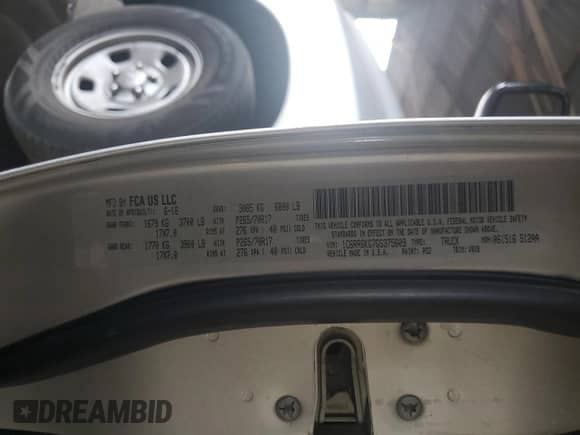 2016 Ram 1500 Express with VIN 1C6RR6KG7GS375609, listed as a Copart auction lot 81201194 with 98,007 mi miles and Salvage title. Bid and sale history available at DreamBid. Image 12.