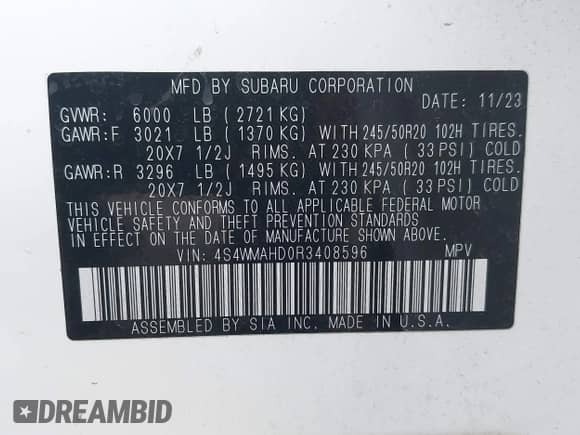 2024 Subaru Ascent Onyx с VIN 4S4WMAHD0R3408596, выставлен на аукционе IAAI как лот 42507992 с пробегом 20 346 миль миль и . История ставок и продаж доступна на DreamBid. Изображение 9.