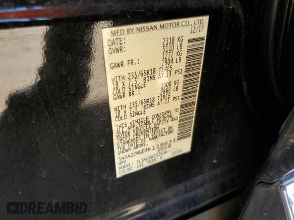 2018 Nissan Murano SL z VIN 5N1AZ2MG0JN119633, wystawiony jako Copart lot #84703925 z przebiegiem 55 676 mil mil oraz Szkoda całkowita • Salvage title. Historia ofert i sprzedaży dostępna na DreamBid. Obrazek 13.