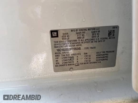 2015 Chevrolet Silverado 2500HD Work Truck z VIN 1GC1KUEG0FF185345, wystawiony jako Copart lot #67631655 z przebiegiem 194 683 mil mil oraz Czysty tytuł • Clean title. Historia ofert i sprzedaży dostępna na DreamBid. Obrazek 10.