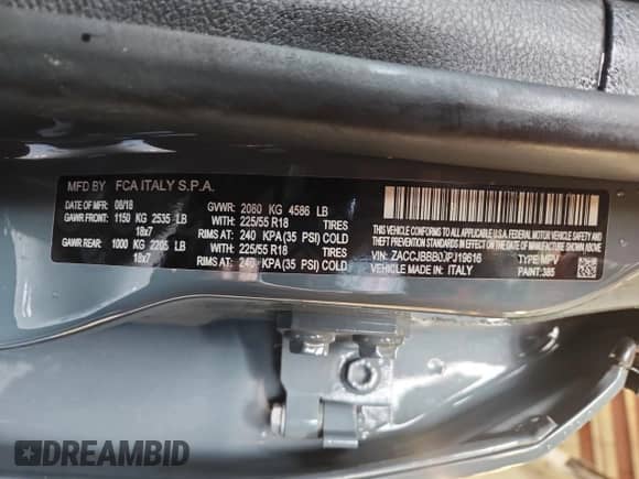 2018 Jeep Renegade Latitude с VIN ZACCJBBB0JPJ19616, выставлен на аукционе Copart как лот 70772955 с пробегом 66 361 миль миль и Чистый • Clean title. История ставок и продаж доступна на DreamBid. Изображение 14.