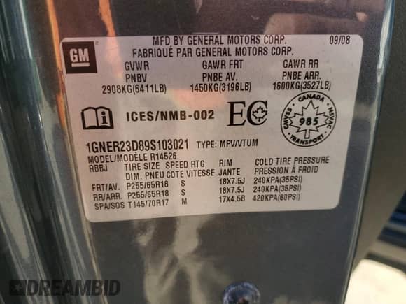 2009 Chevrolet Traverse 2LT с VIN 1GNER23D89S103021, выставлен на аукционе Copart как лот 84355915 с пробегом 162 970 миль миль и Списание • Salvage title. История ставок и продаж доступна на DreamBid. Изображение 14.