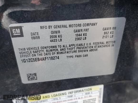 2010 Chevrolet Malibu 1LT с VIN 1G1ZC5EB4AF118274, выставлен на аукционе Copart как лот 81942025 с пробегом 208 578 миль миль и Списание • Salvage title. История ставок и продаж доступна на DreamBid. Изображение 12.