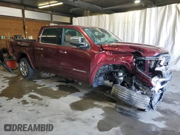 2022 Ram 1500 Longhorn with VIN 1C6SRFKT2NN377066, listed as a Copart auction lot 56282095 with 31,429 mi miles and Salvage title. Bid and sale history available at DreamBid. Image 4.
