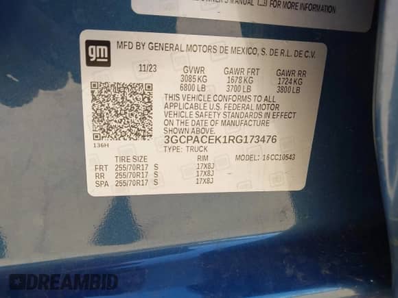 2024 Chevrolet Silverado 1500 LT with VIN 3GCPACEK1RG173476, listed as a IAAI auction lot 43450587 with 19,972 mi miles and . Bid and sale history available at DreamBid. Image 9.