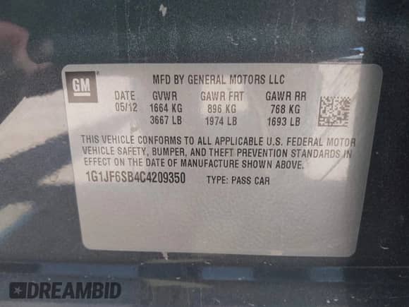 2012 Chevrolet Sonic LTZ с VIN 1G1JF6SB4C4209350, выставлен на аукционе IAAI как лот 43205592 с пробегом 148 652 миль миль и . История ставок и продаж доступна на DreamBid. Изображение 9.