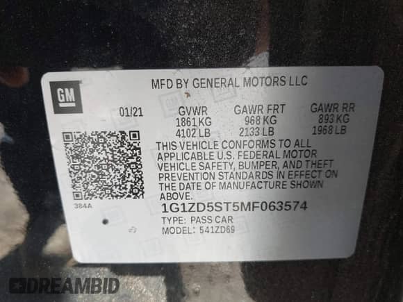 2021 Chevrolet Malibu LT с VIN 1G1ZD5ST5MF063574, выставлен на аукционе IAAI как лот 43062792 с пробегом 85 670 миль миль и . История ставок и продаж доступна на DreamBid. Изображение 9.