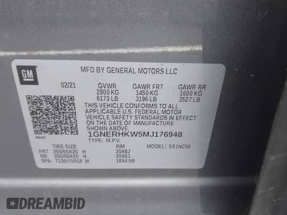 2021 Chevrolet Traverse LT с VIN 1GNERHKW5MJ176948, выставлен на аукционе IAAI как лот 42963646 с пробегом 63 730 миль миль и . История ставок и продаж доступна на DreamBid. Изображение 9.