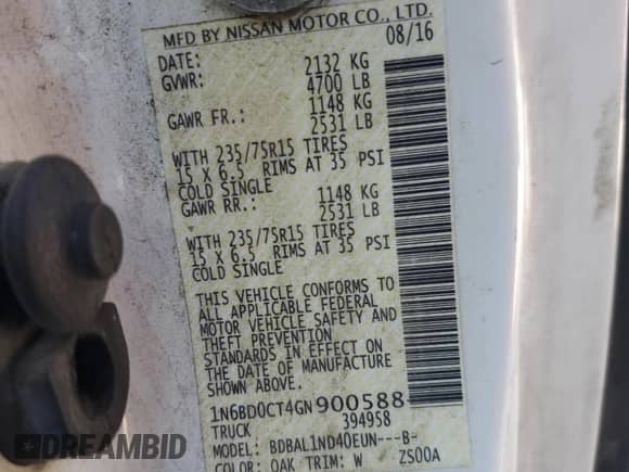 2016 Nissan Frontier S z VIN 1N6BD0CT4GN900588, wystawiony jako Copart lot #80150065 z przebiegiem 155 108 mil mil oraz Szkoda całkowita • Salvage title. Historia ofert i sprzedaży dostępna na DreamBid. Obrazek 12.